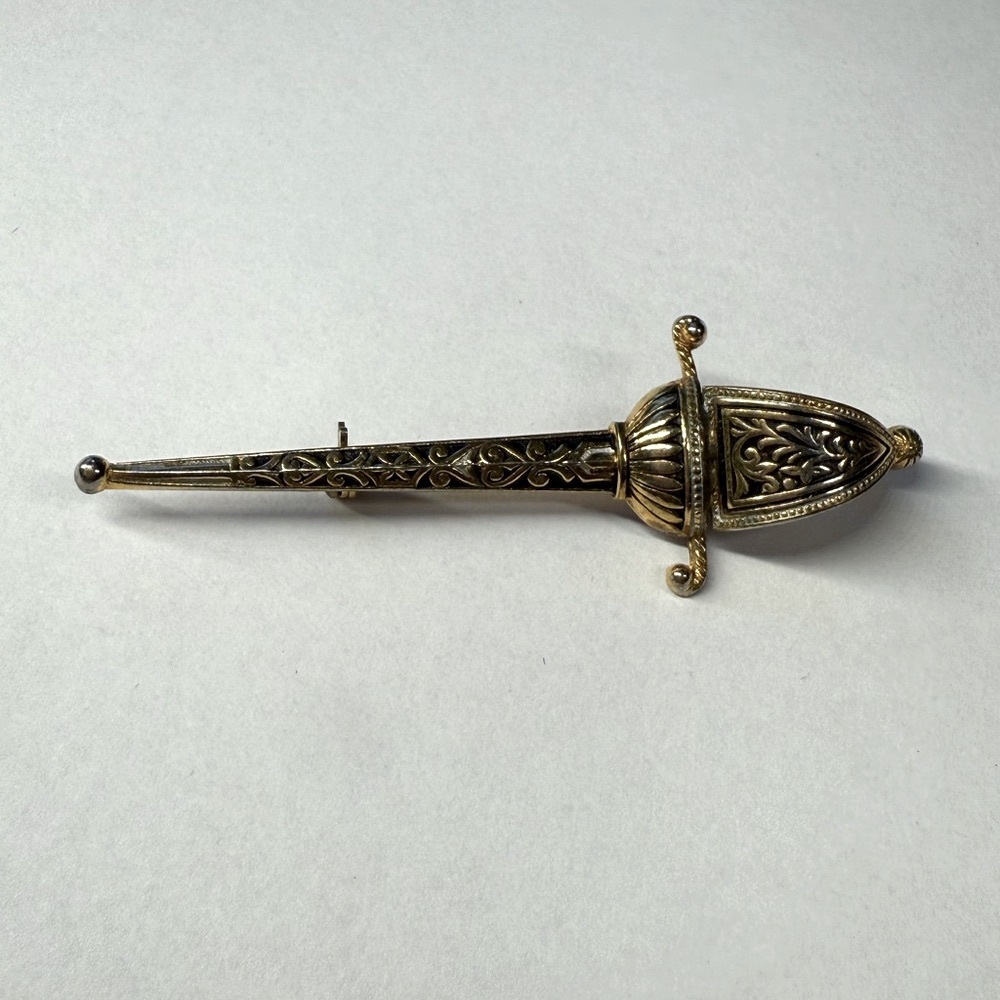 Vintage Spanish Damascene Sword Brooch